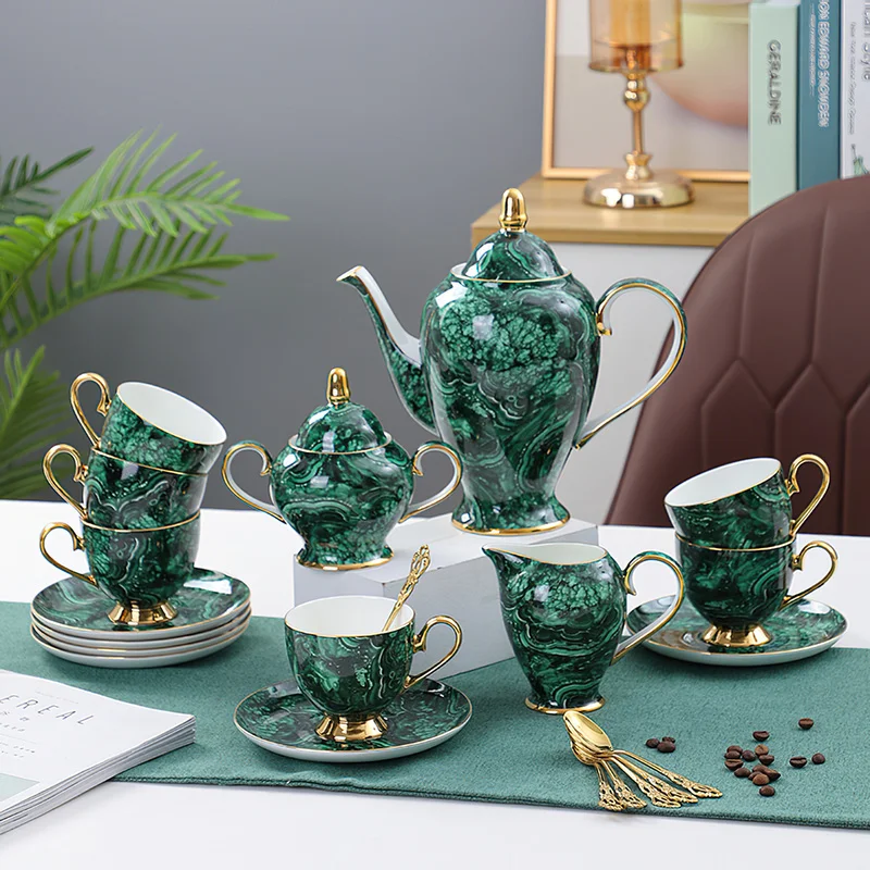 Coffee Tea Green - Bone China teiera Drinkware intarsio in