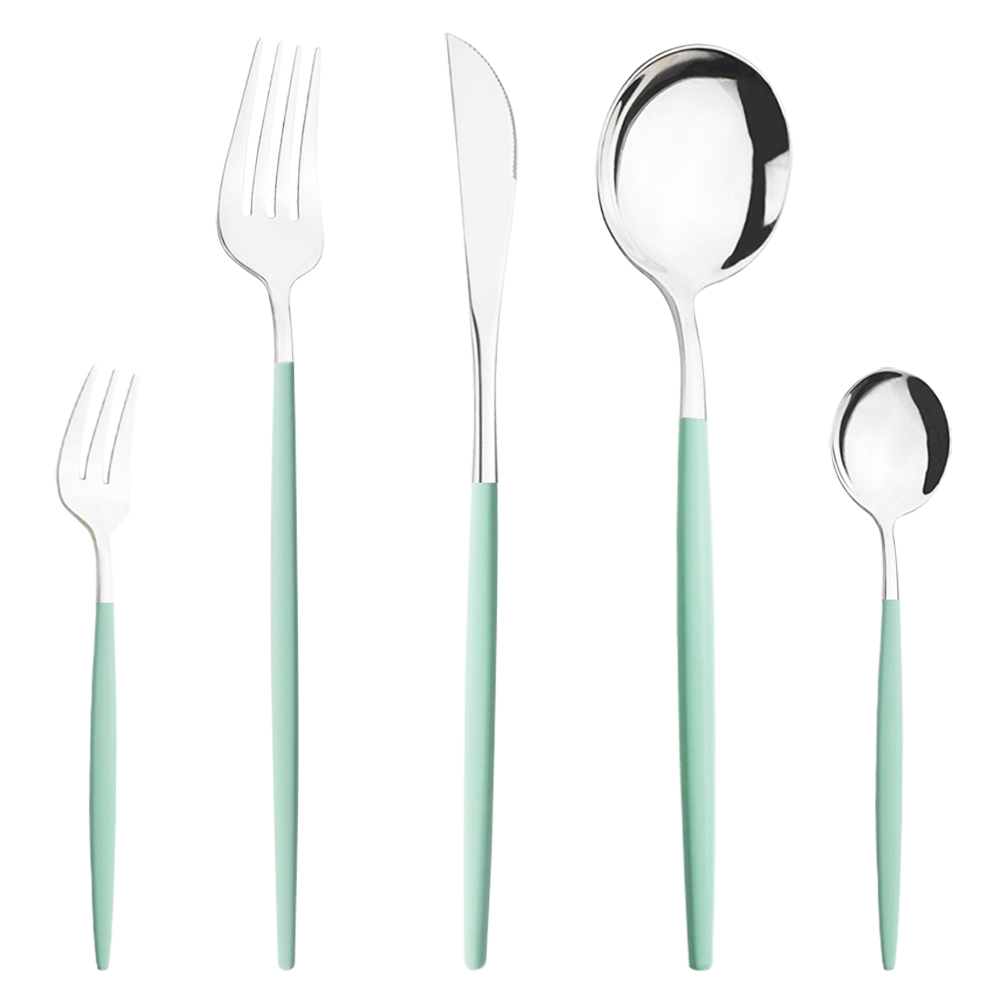 Coffee Tea Green - Argenteria verde menta argento 5 pz/set